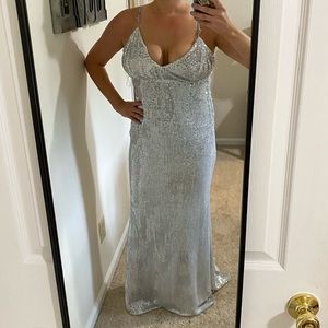 Windsor Fully Sequined Silver Formal Dress